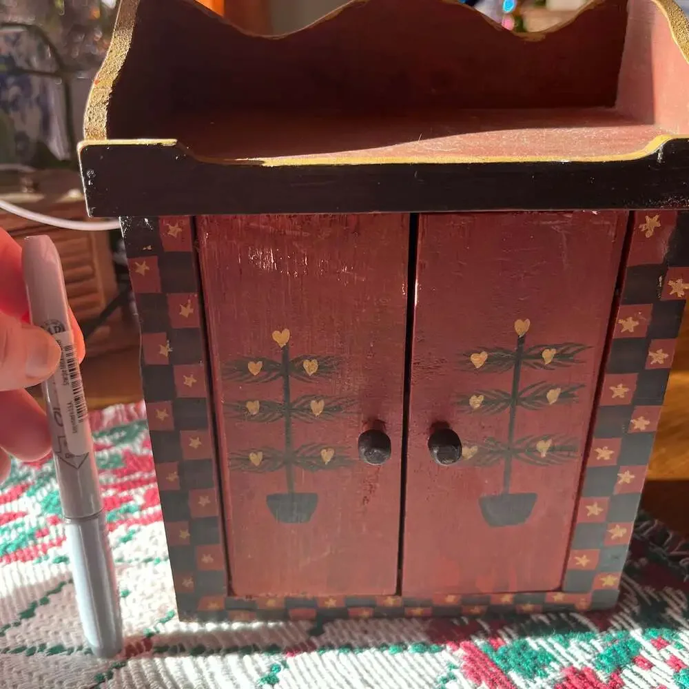 Vintage Hand-Painted Wooden Jewelry Box